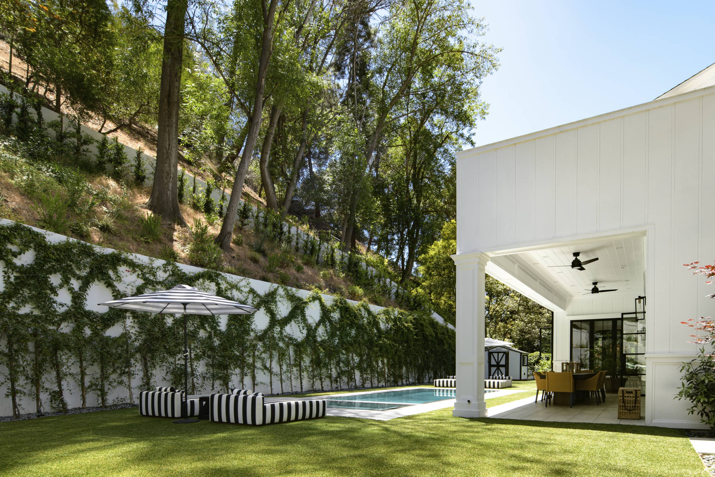 Jenson Button's modern farmhouse, backyard
